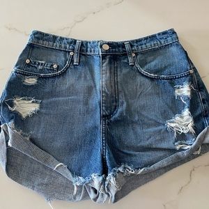 Nobody denim distressed high-waisted jean shorts